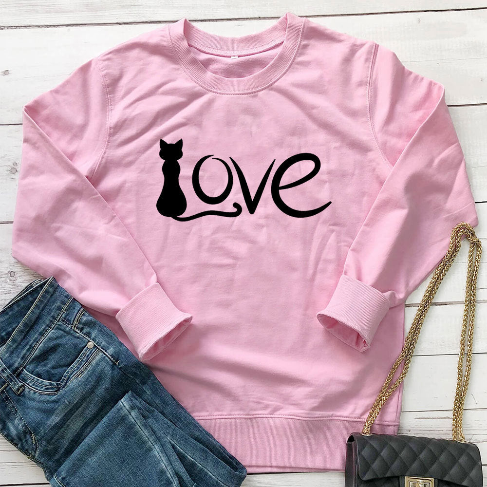 Sweat-shirt imprimé à col rond et manches longues