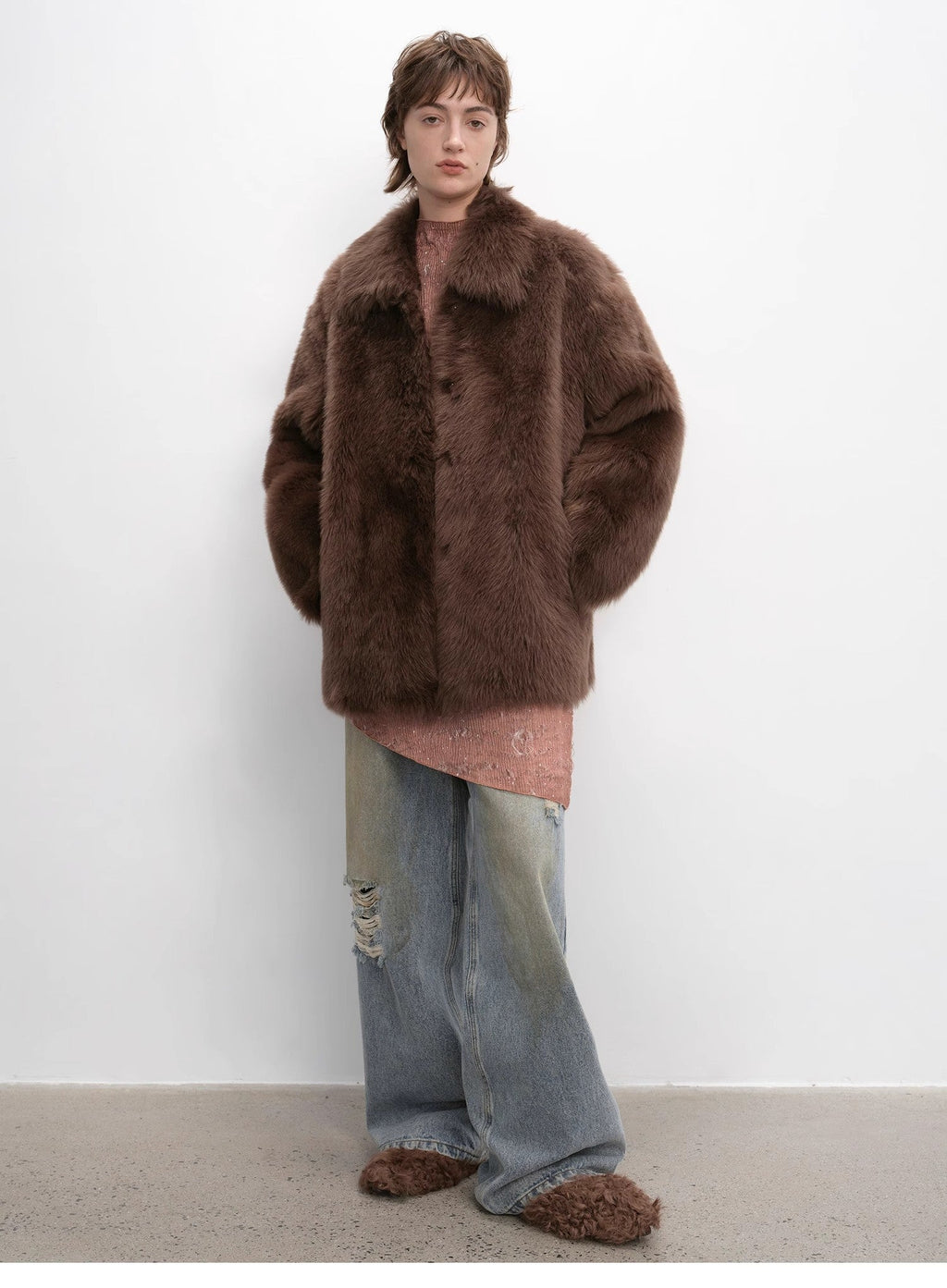 "Autumn Exclusive" Imported Tuscan Sheepskin Short Lapel Fur Coat