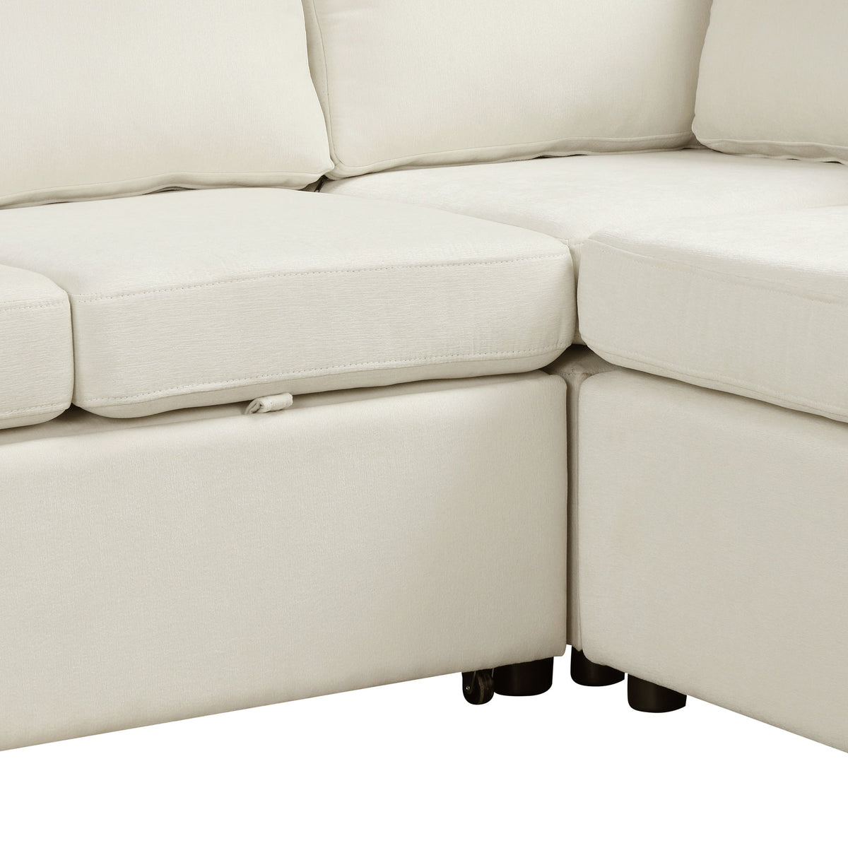 Sofá en forma de L de 124.8", sofá cama convertible extraíble con dos cojines de respaldo, dos puertos USB y dos enchufes eléctricos