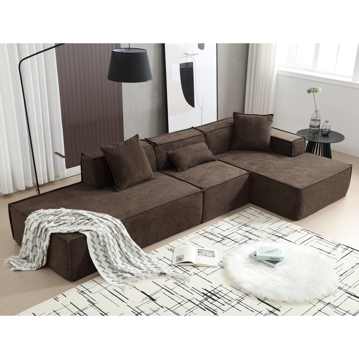 Modular Combination Living Room Sofa Set, Modern Minimalist Sofa, Free Installation Sofa, L-Shaped, Italian Minimalist T