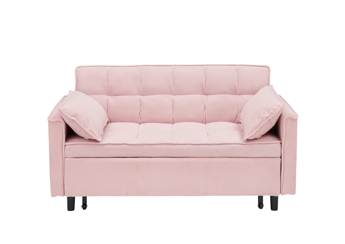 Klappbares Schlafsofa mit verstellbarer Rückenlehne, moderner Einzelsessel, umwandelbar zum Bett, Rosa