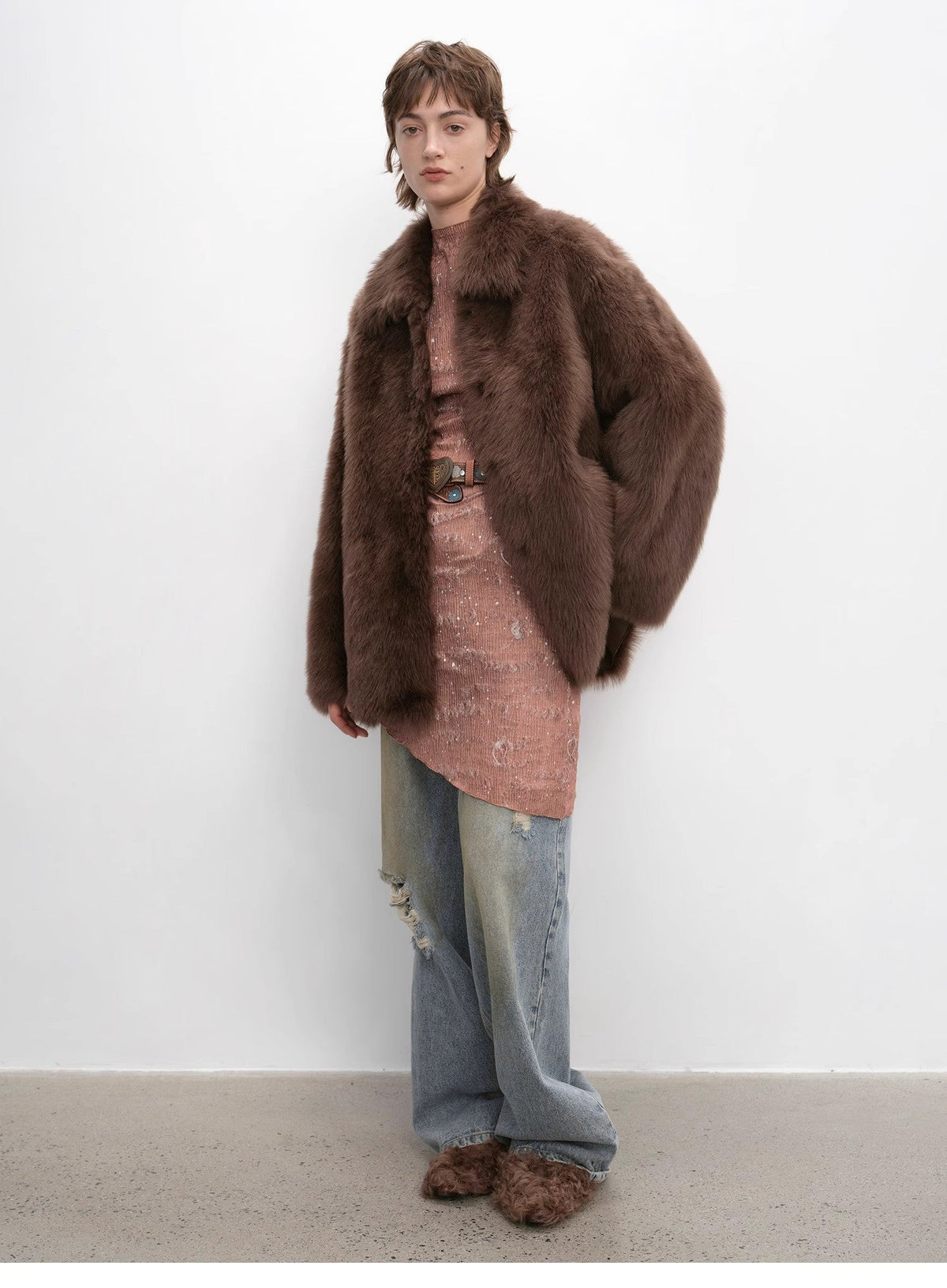 "Autumn Exclusive" Imported Tuscan Sheepskin Short Lapel Fur Coat