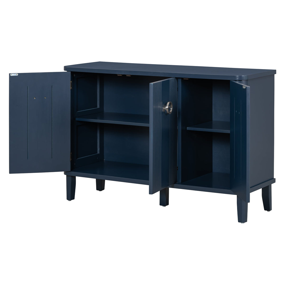 Simple and Atmospheric Solid Wood Veneer Fraxinus Mandschuric Cabinet With Three Acacia Solid Doors,Adjustable, Suitable