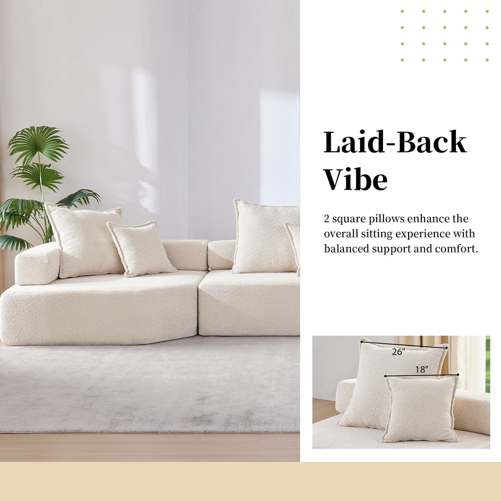 Sofá seccional modular de gran tamaño, lujoso conjunto de sofá de suelo de bouclé, sofá cama convertible, espacioso sofá cama relleno de espuma