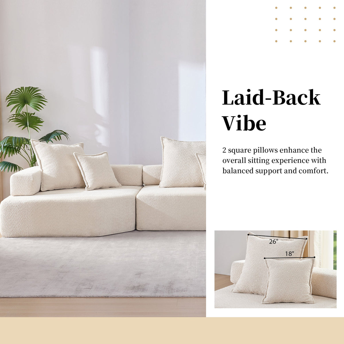 Sofá seccional modular de gran tamaño, lujoso conjunto de sofá de suelo de bouclé, sofá cama convertible, espacioso sofá cama relleno de espuma
