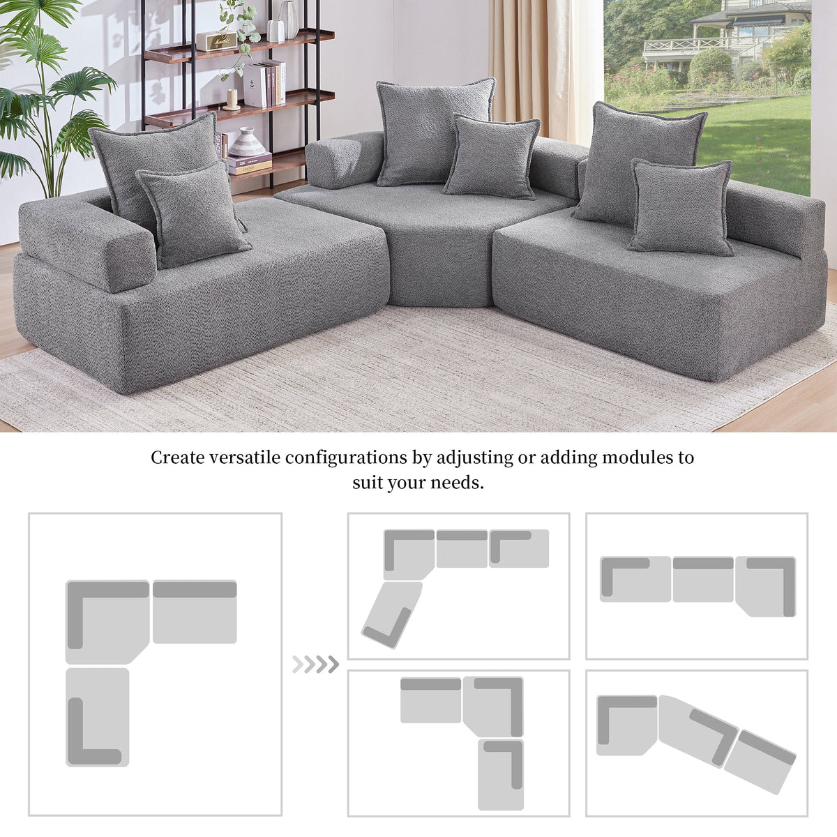Oversized Modular L Shaped Sectional Sofa,Luxury Boucle Floor Couch Set,Convertible Sleeper Couch,Spacious Foam-Filled S