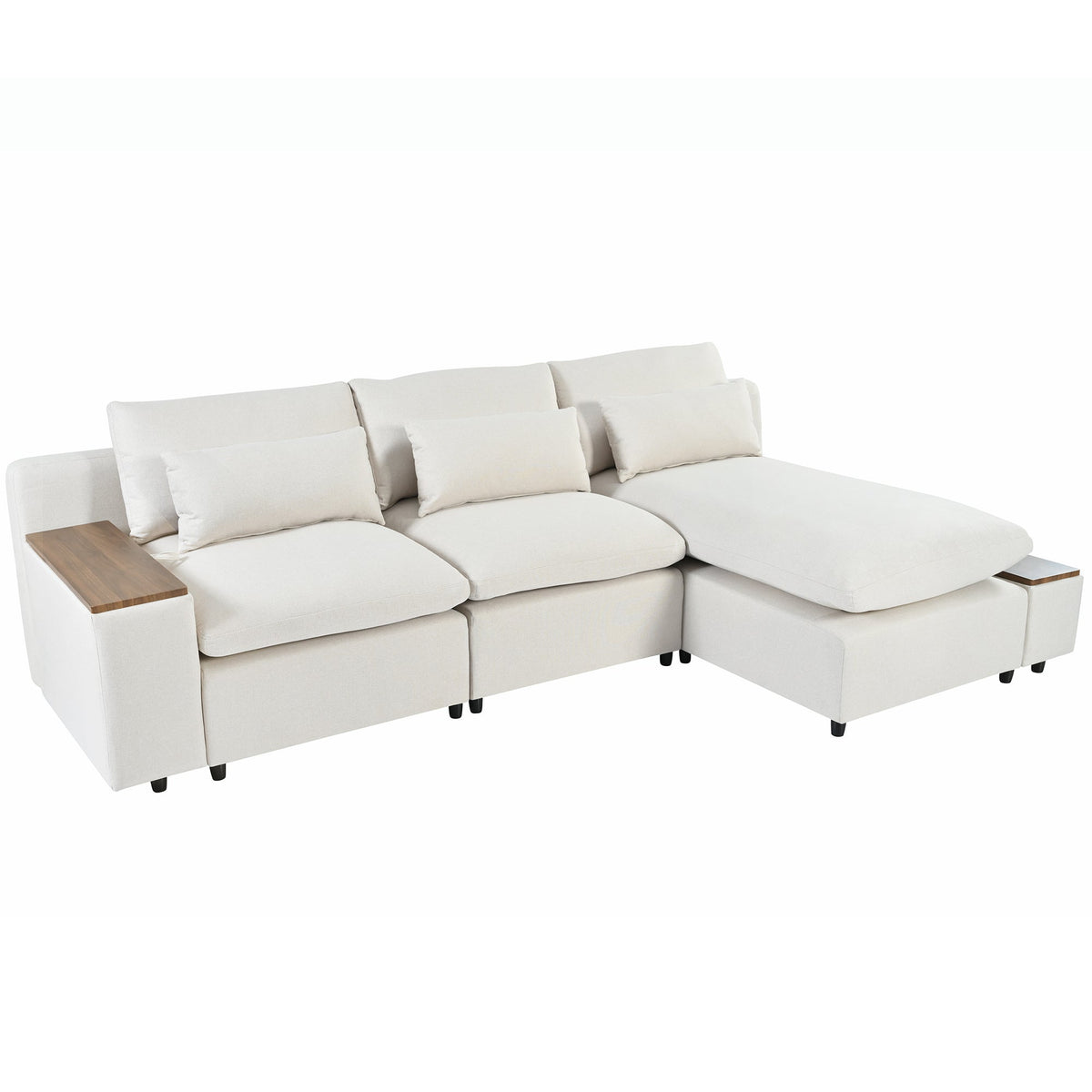 Sofá modular en forma de L con cojines de respaldo extraíbles, 3 almohadas y 2 espacios de almacenamiento, adecuado para salas de estar, ofi