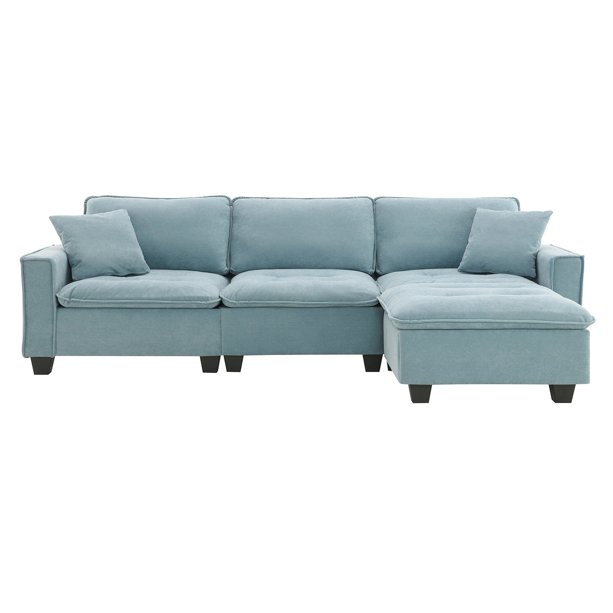 100*59" Modern Convertible Sectional Sofa,L-Shaped Reversible Couch Set With Free Pillows,4 Seat Suede Velvet Sleeper So