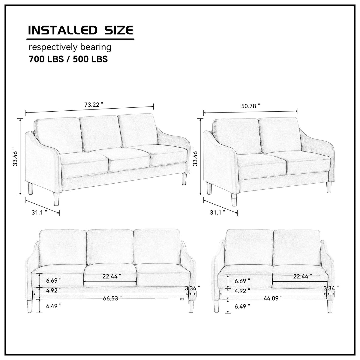 73.22inch 3 Seater Sofa Velvet Grey