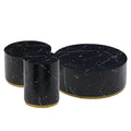 Set of 3 Black Marble Pattern  Round Coffee Table Side Table End Table Set for Living Room Fully Assembled