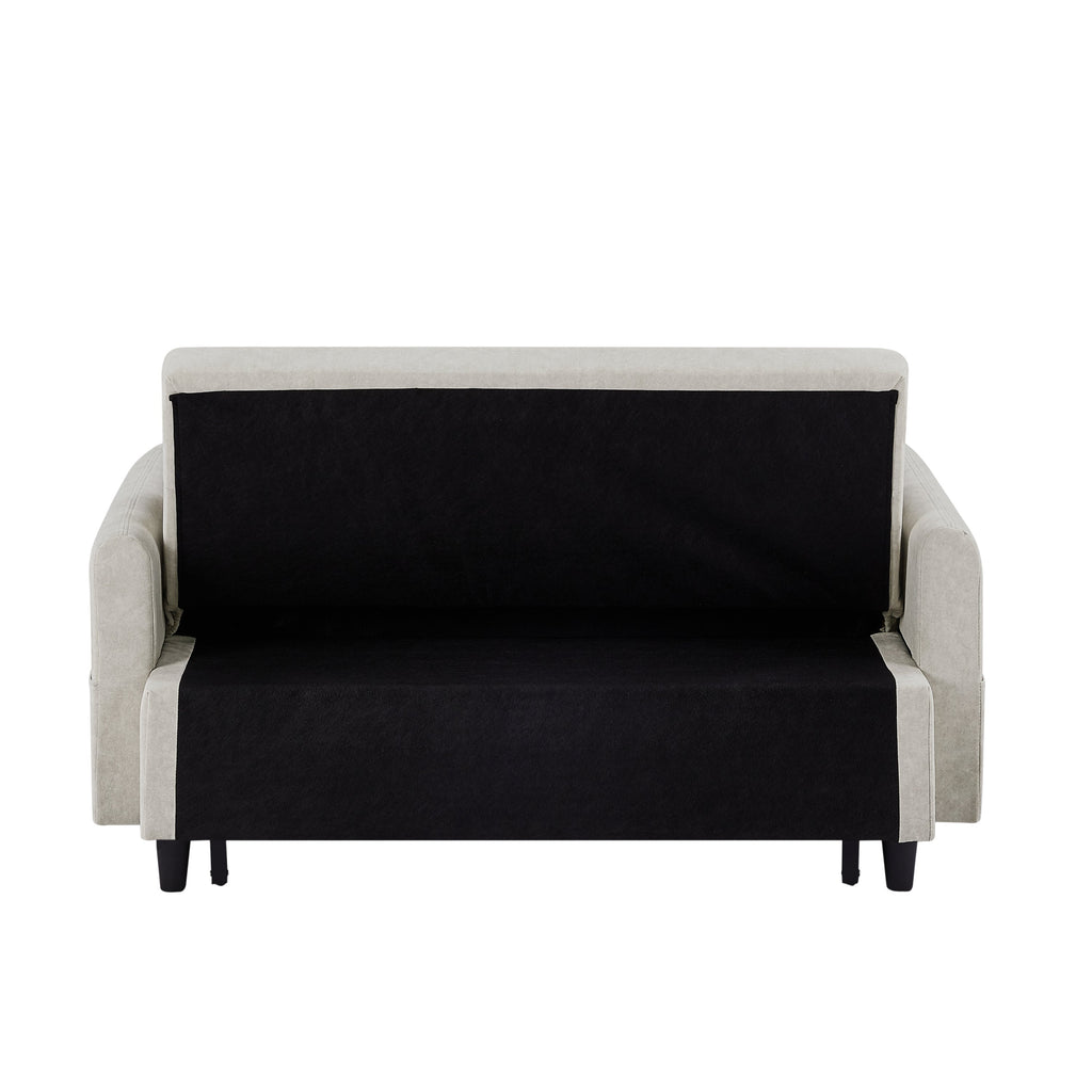 55.1" Pull Out Sleep Sofa Bed Loveseats Sofa Couch With Adjsutable Backrest, Storage Pockets, 2 Soft Pillows, USB Ports
