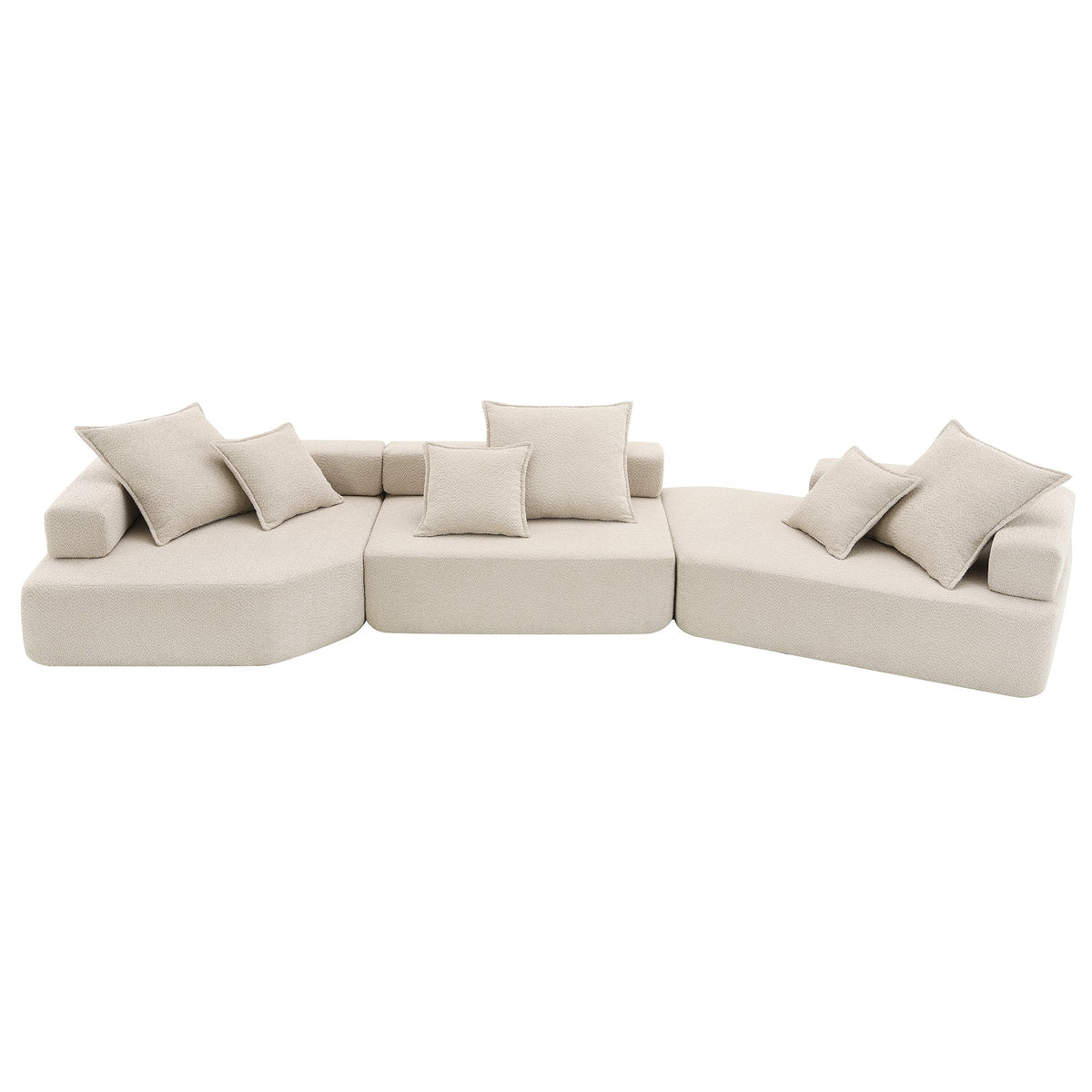 Sofá seccional modular de gran tamaño, lujoso conjunto de sofá de suelo de bouclé, sofá cama convertible, espacioso sofá cama relleno de espuma
