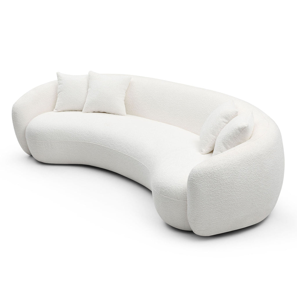 102'' 5-Sitzer Bouclé-Sofa Modernes Ecksofa Halbmond Freizeitcouch Gebogenes Sofa Teddy-Fleece Samt WEISS