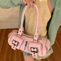 Retro Waxed Leather Multi-pocket Tote Bag