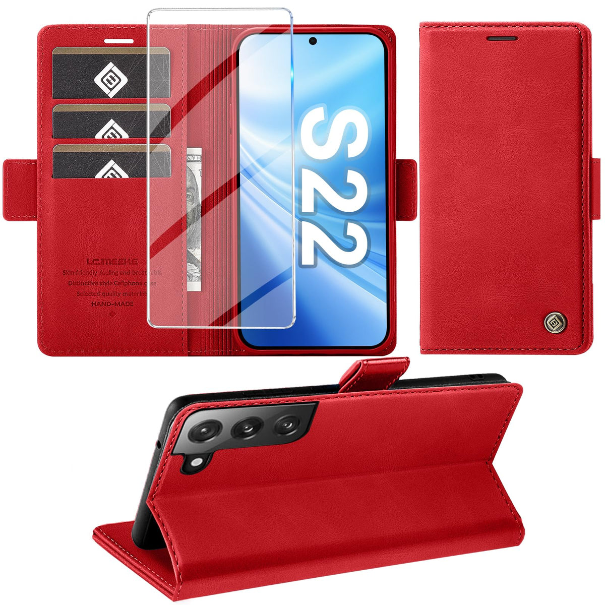 Giyer Handyhülle für Samsung Galaxy S24 5G Hülle mit Schutzfolie, Schutzhülle Galaxy S24 5G PU-Leder Wallet Flip Case Standfunktion Kartenfach Klapphülle für Samsung S24 5G Full Cover (Grün)