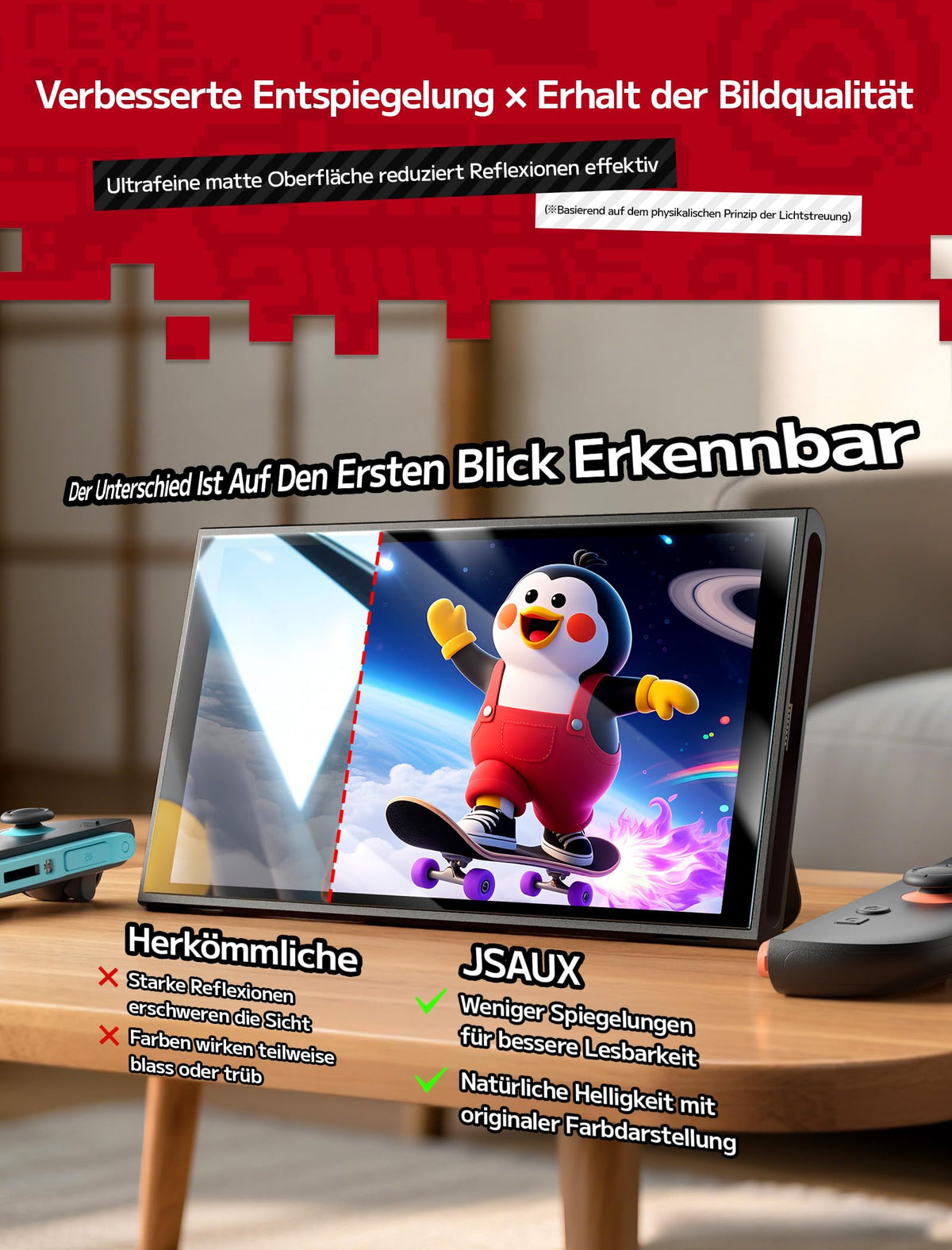 JSAUX 2er-Pack Ultra HD Displayschutz für Nintendo Switch 2