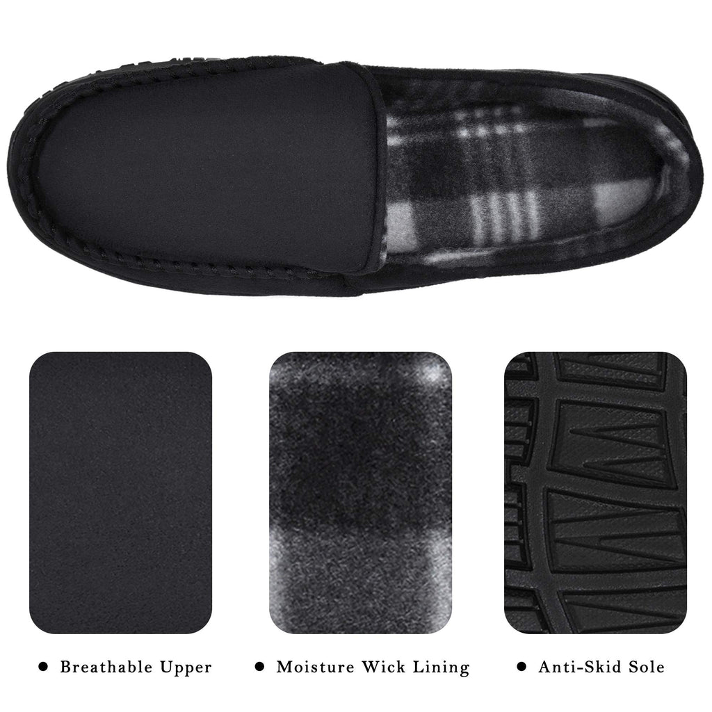 MIXIN Men's Cozy Moccasin Slippers Anti-Skid Slip On House Slippers with Comfy Memory Foam