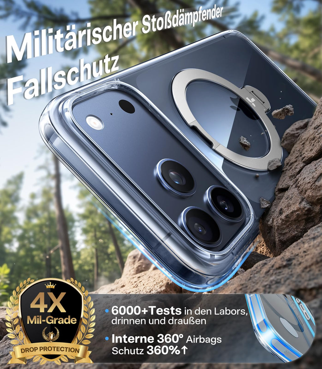 TORRAS Ostand Q3 Spin für iPhone 18 Pro Hülle für MagSafe 360°Stand Schwarz