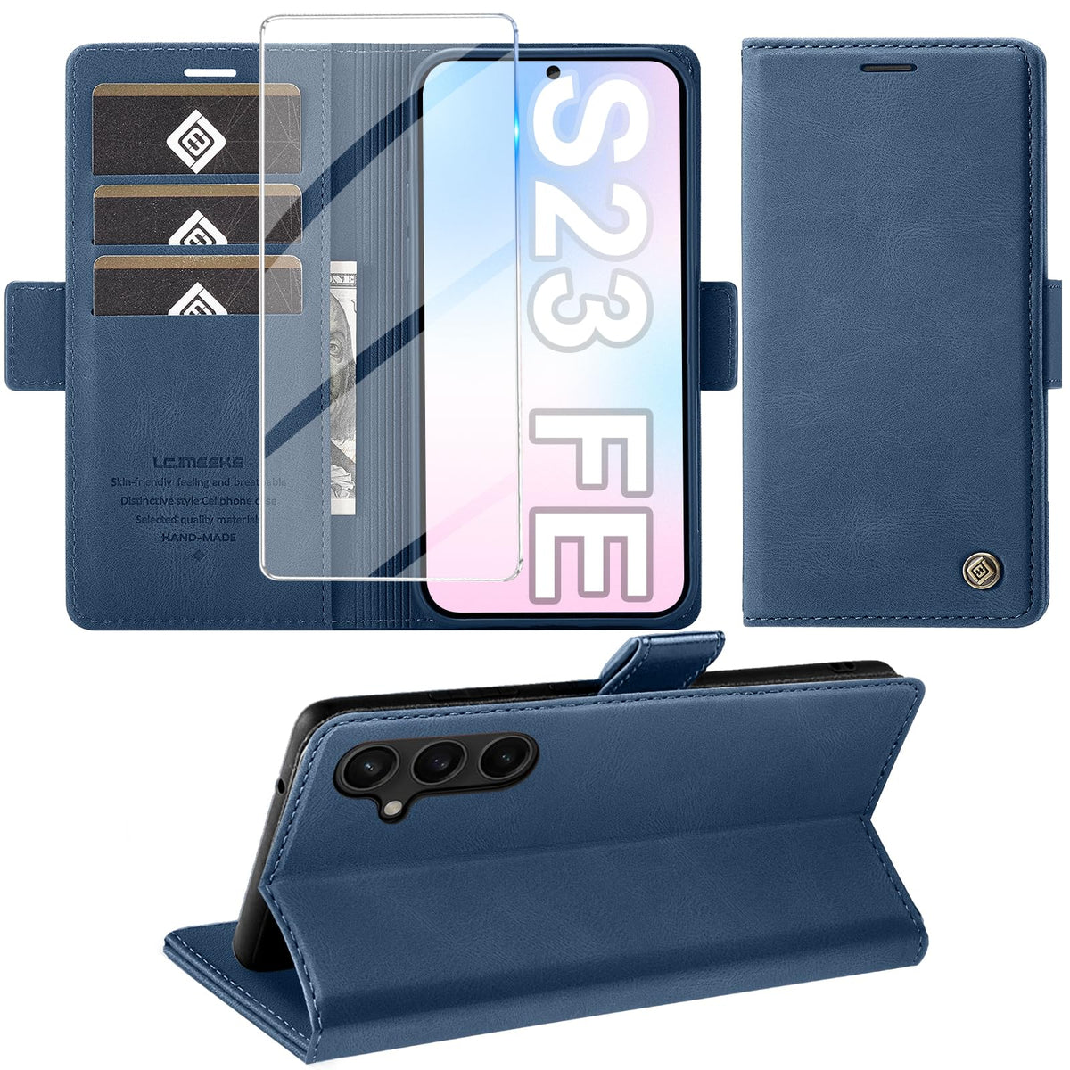Giyer Handyhülle für Samsung Galaxy S24 5G Hülle mit Schutzfolie, Schutzhülle Galaxy S24 5G PU-Leder Wallet Flip Case Standfunktion Kartenfach Klapphülle für Samsung S24 5G Full Cover (Grün)