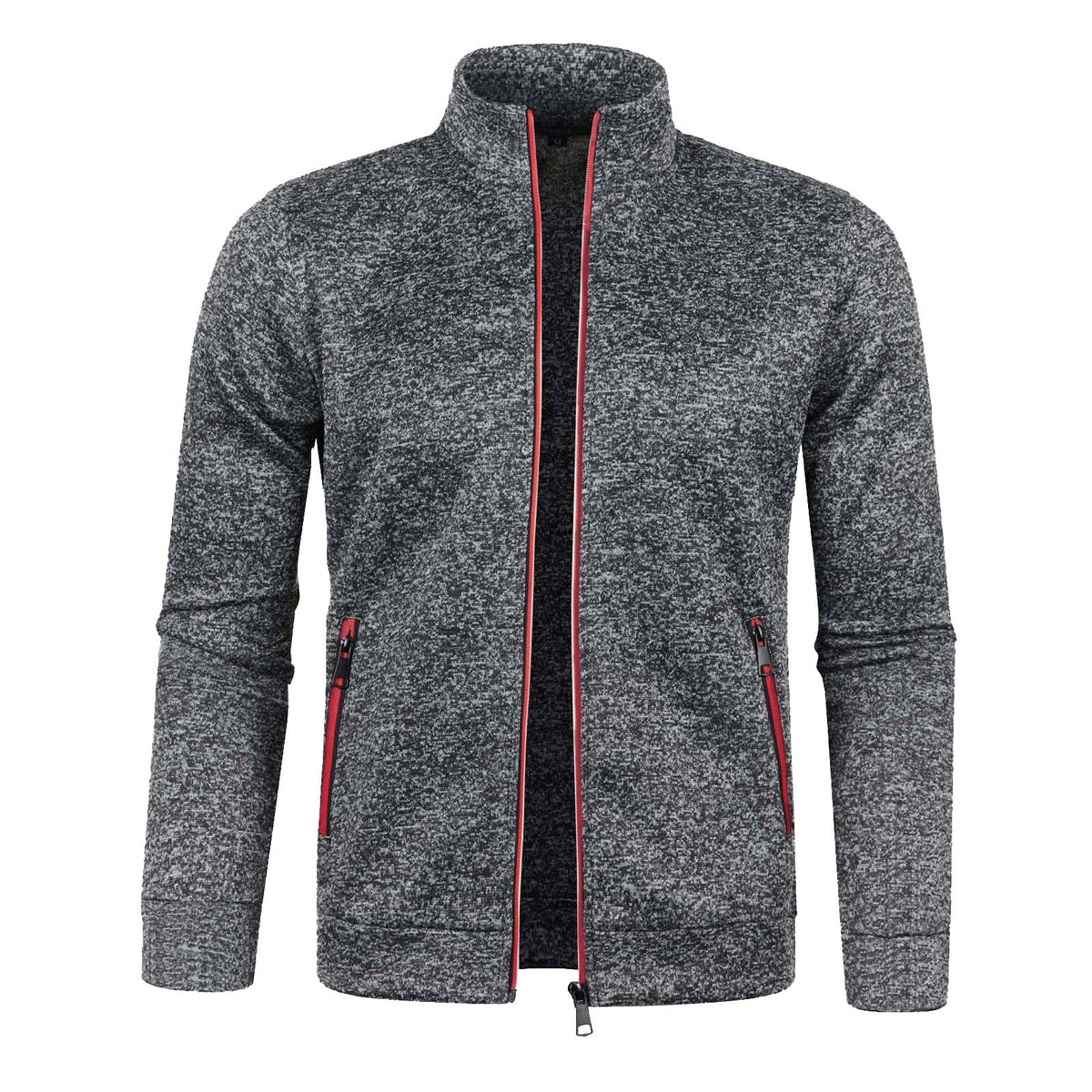 Generisch Sweatjacke Herren Ohne Kapuze Cardigan Mit Reißverschluss Langarm Janker Stehkragen Pullover Casual Warme Herbst/Winterjacke Klassischer Strickweste Trachtenjacke Freizeitjacke
