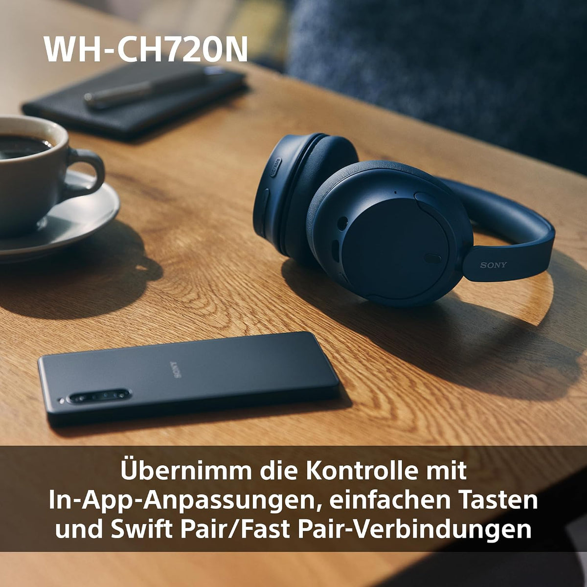 Sony WH-CH720N Kabelloser Bluetooth-Kopfhörer mit Noise Cancelling - bis zu 35 Stunden Akkulaufzeit und Schnellladefunktion - Schwarz