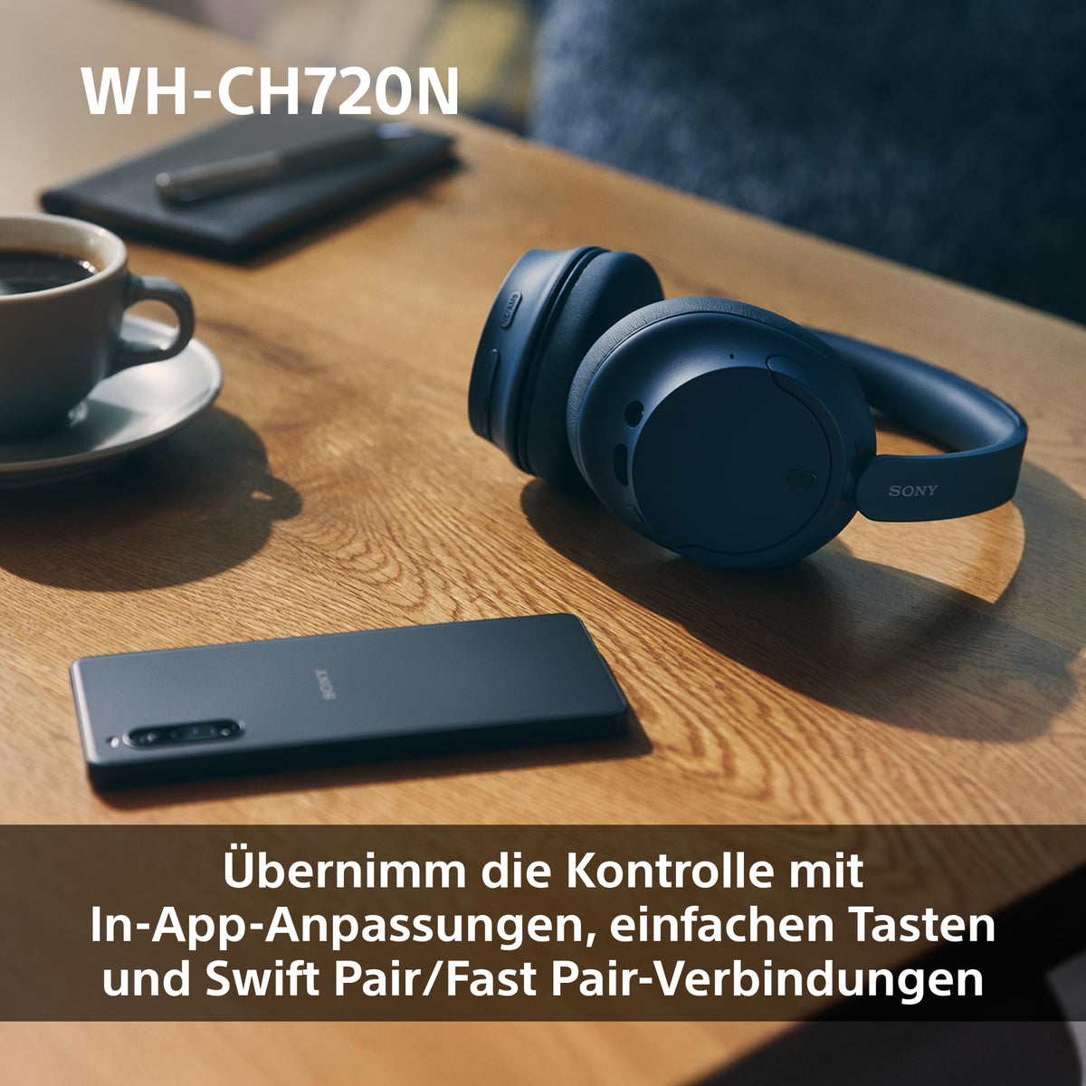 Sony WH-CH720N Kabelloser Bluetooth-Kopfhörer mit Noise Cancelling - bis zu 35 Stunden Akkulaufzeit und Schnellladefunktion - Schwarz
