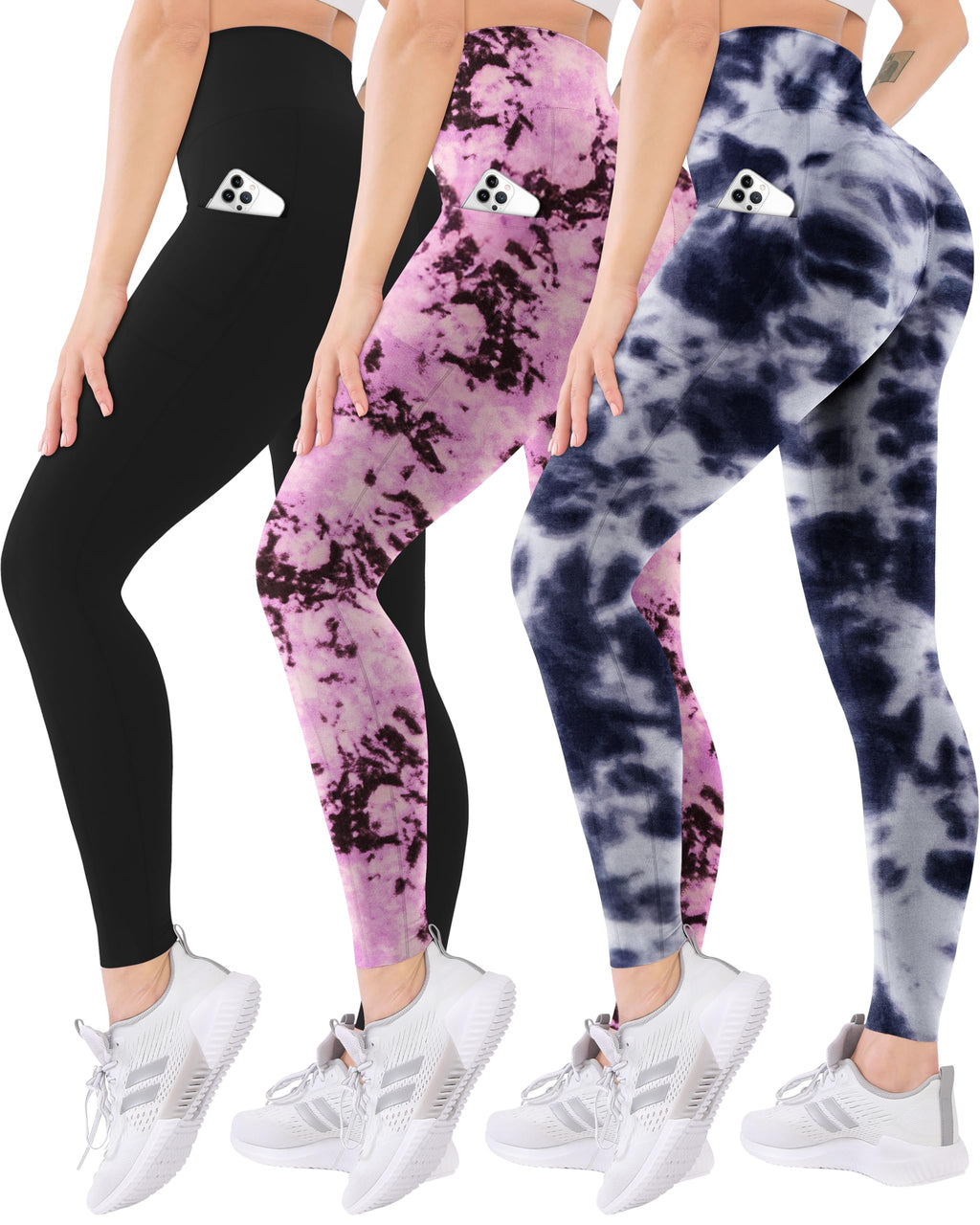 Blisset 3 Pack High Waisted Leggings for Women with Pockets Soft Active Compression Pants for Yoga Running & Daily Wear