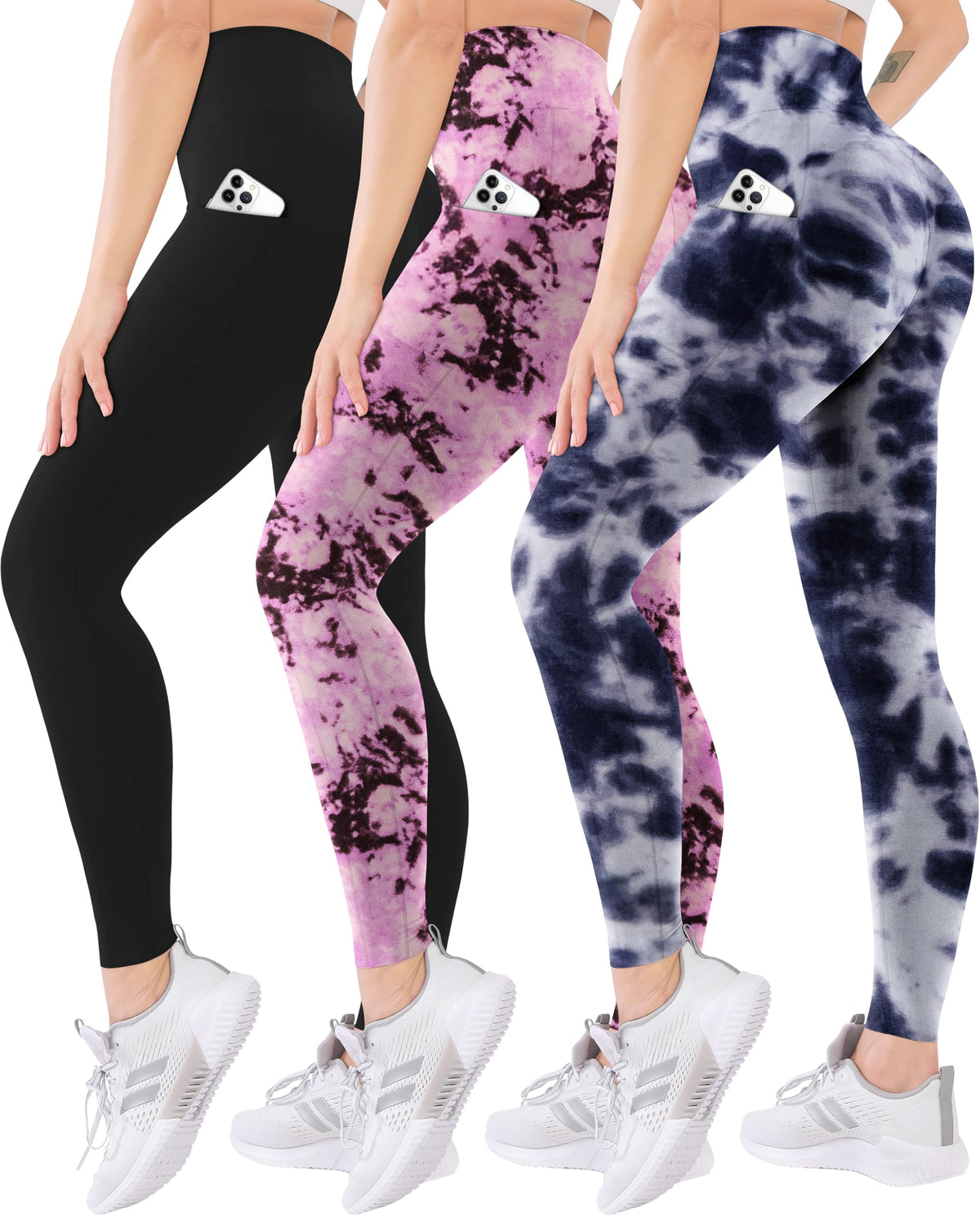 Blisset 3 Pack High Waisted Leggings for Women with Pockets Soft Active Compression Pants for Yoga Running & Daily Wear