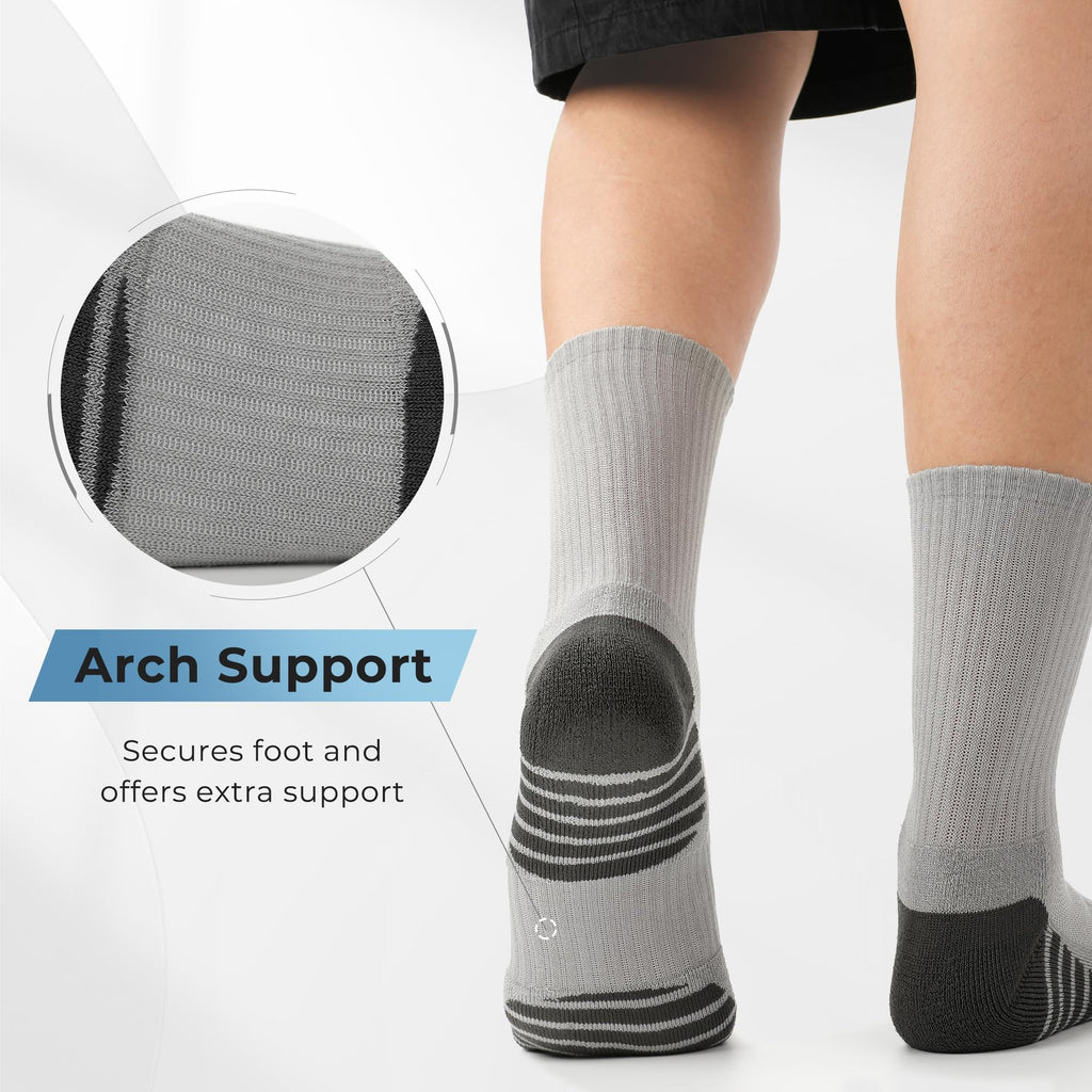 BAMBOO COOL Men's Crew Socks Athletic Cushioned Moisture Wicking 6 Pairs