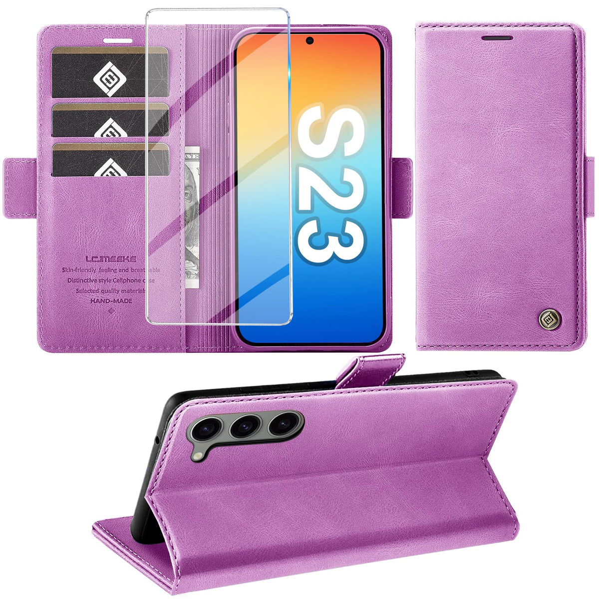 Giyer Handyhülle für Samsung Galaxy S24 5G Hülle mit Schutzfolie, Schutzhülle Galaxy S24 5G PU-Leder Wallet Flip Case Standfunktion Kartenfach Klapphülle für Samsung S24 5G Full Cover (Grün)