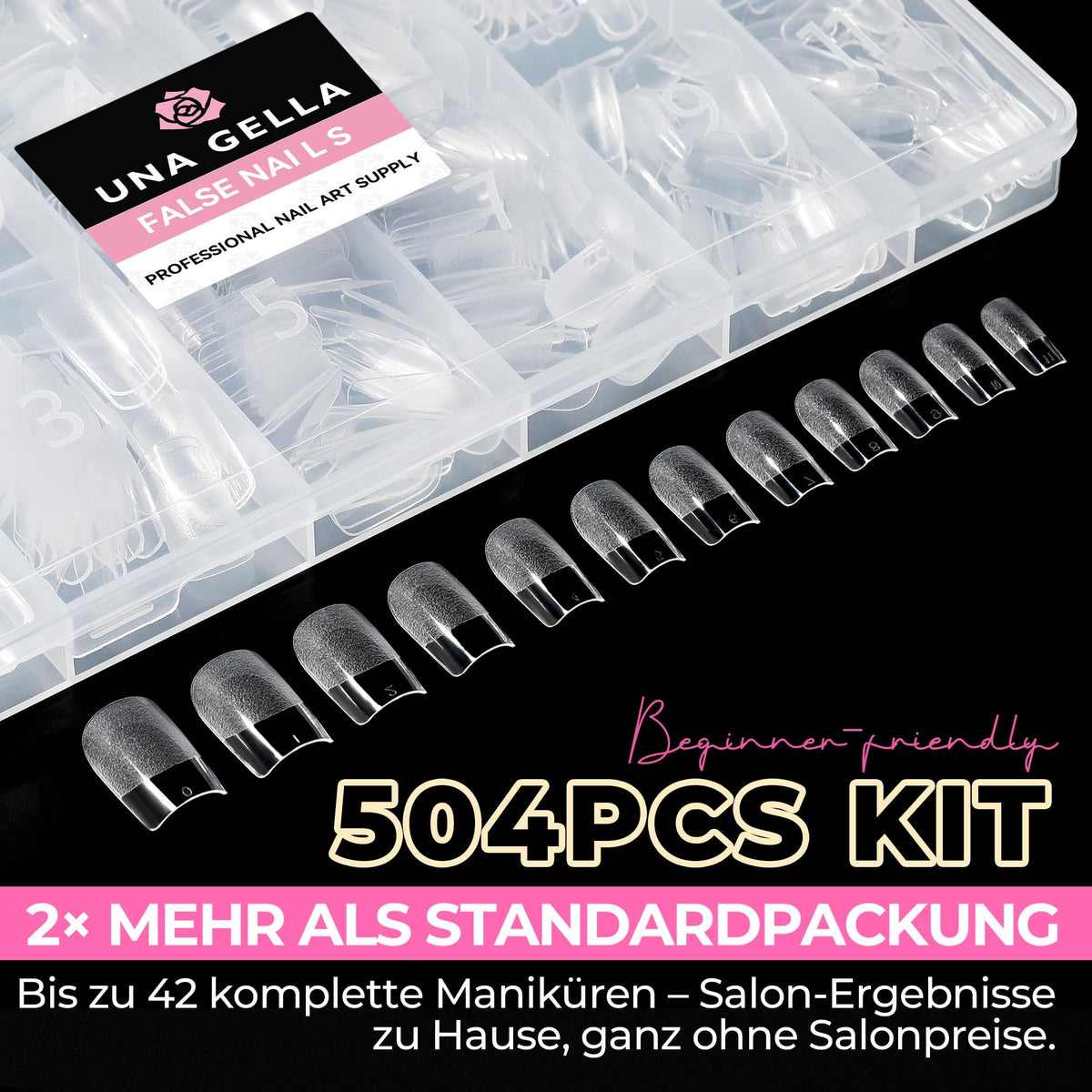 UNA GELLA Kurze Mandel Nail Tips 504 Stück