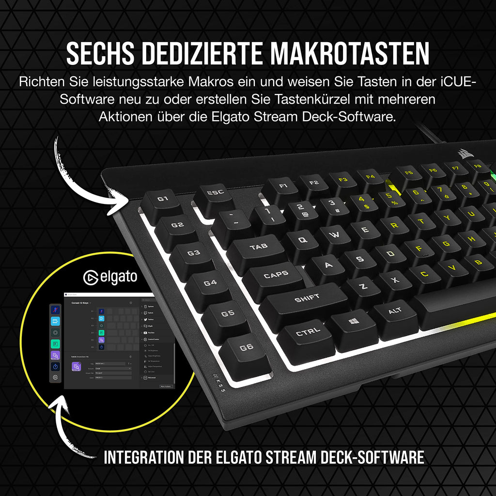 Corsair K55 CORE RGB Membran Kabelgebundene Gaming-Tastatur – Schwarz