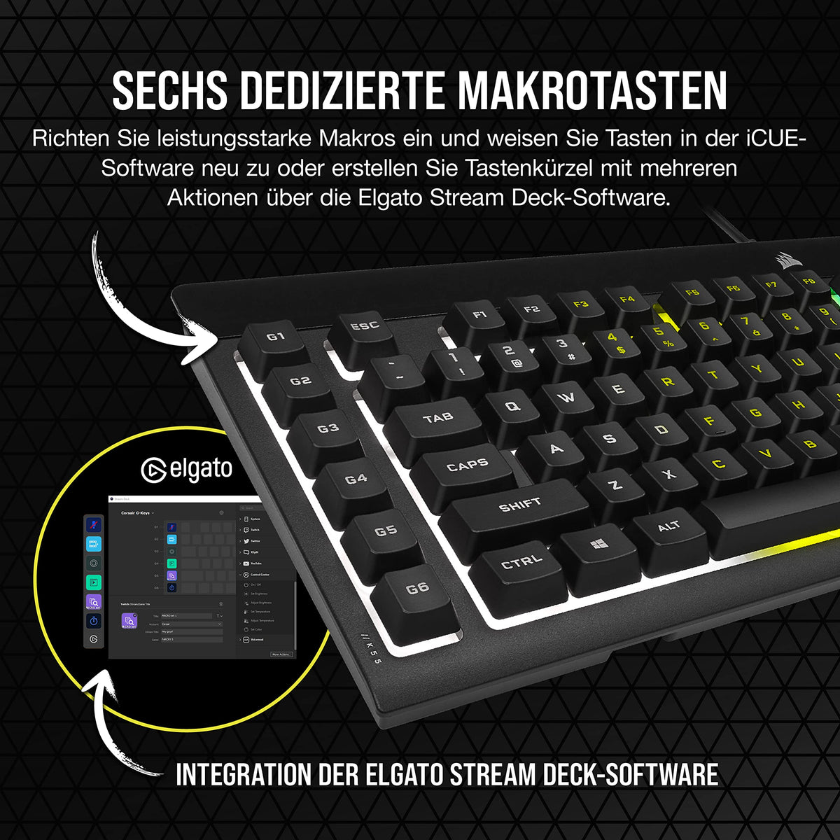 Corsair K55 CORE RGB Membran Kabelgebundene Gaming-Tastatur – Schwarz