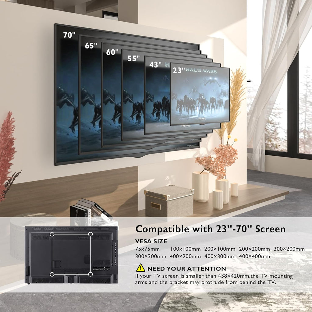 BONTEC TV Wandhalterung 23-70 Zoll Fernseher, vollbeweglich, bis zu 45 kg