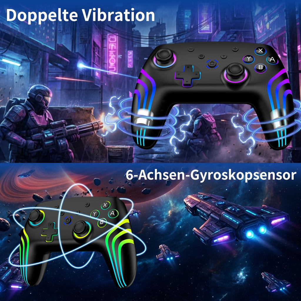 Reddening Switch 2 Controller für Switch/Switch 2/Switch Lite/Switch OLED,Switch Controller mit Doppel Vibration,Switch 2 Pro Controller mit 6 Achsen Gyro,Hall Joystick,Aufwachen,Turbo (Weiß Schwarz)