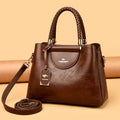 Womens Soft Leather Embossed Shoulder Crossbody Bag