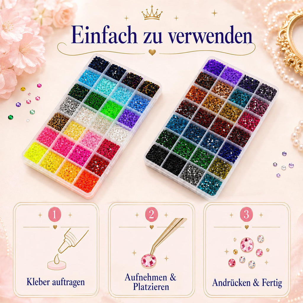56 Farben Bedazzler Kit, 45.000 Stück 3mm Harz Strasssteine Set