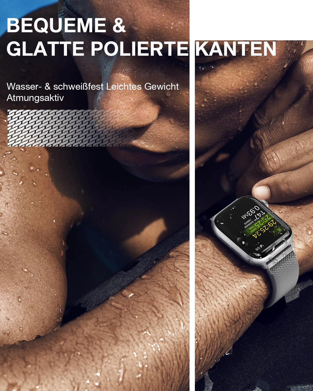 OULUOQI Edelstahl Milanaise Armband für Apple Watch 44mm 46mm 45mm 49mm