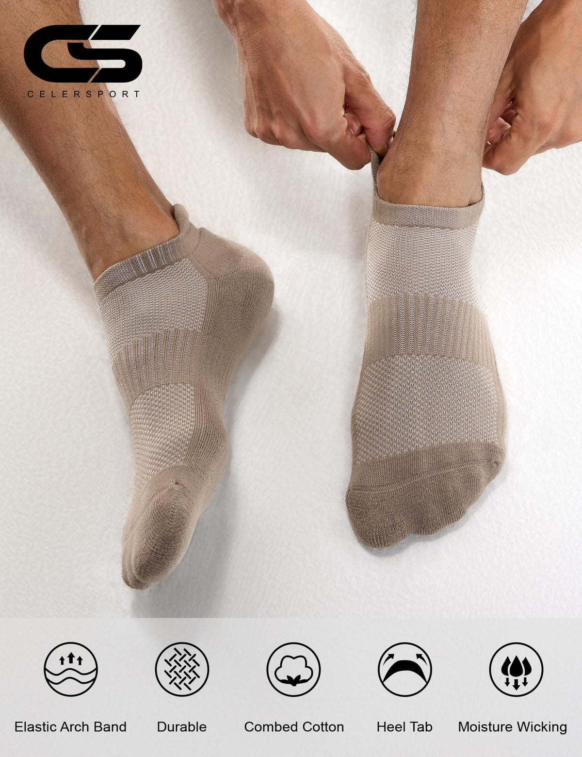 CS CELERSPORT 6 Paar kurze Sportsocken für Damen und Herren, Sneaker-Socken für Laufen und Sport mit Fersenlasche
