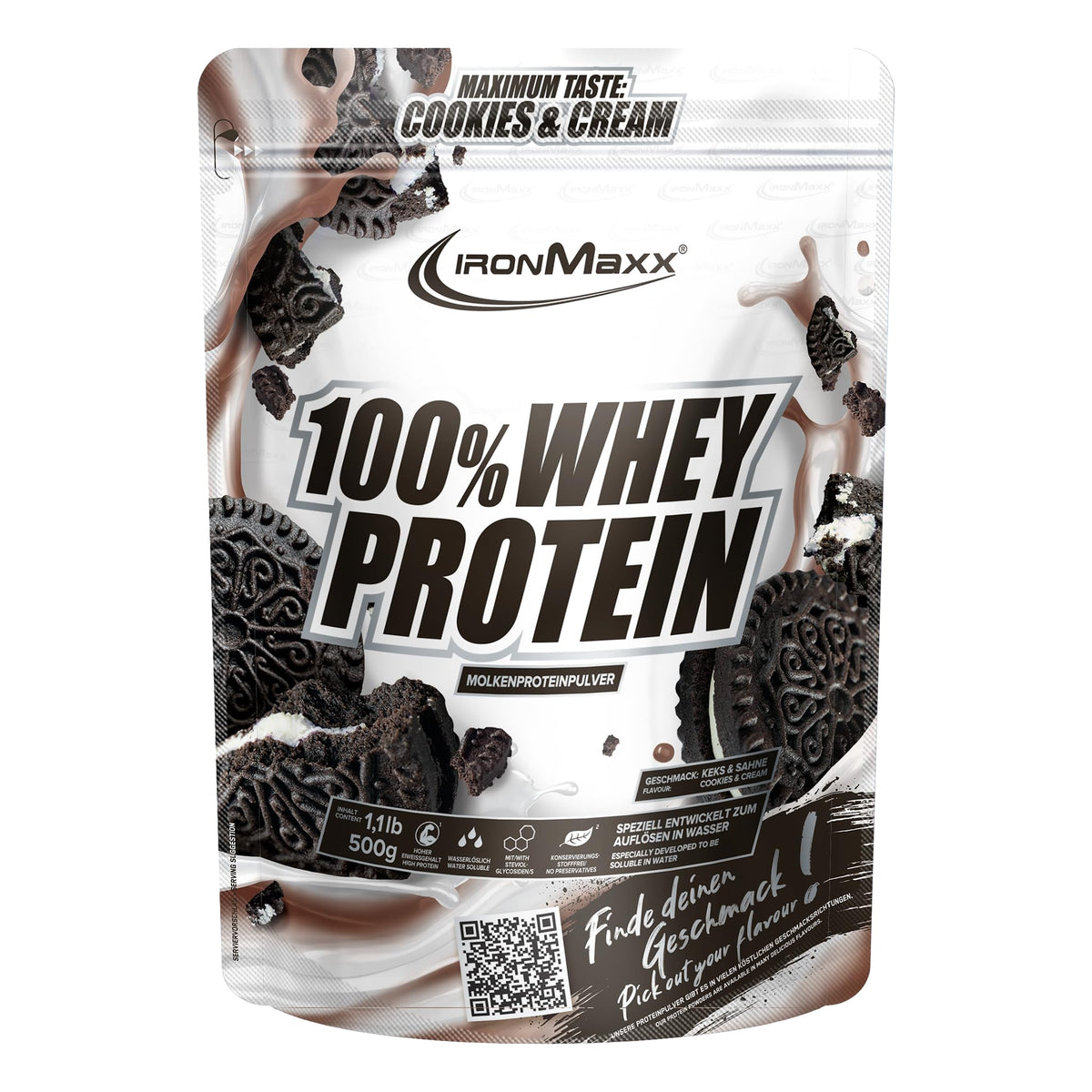 IronMaxx 100% Whey Protein Pulver - French Vanilla 500g Beutel | zuckerreduziertes, wasserlösliches Eiweißpulver aus Molkenprotein | viele verschiedene Geschmacksrichtungen