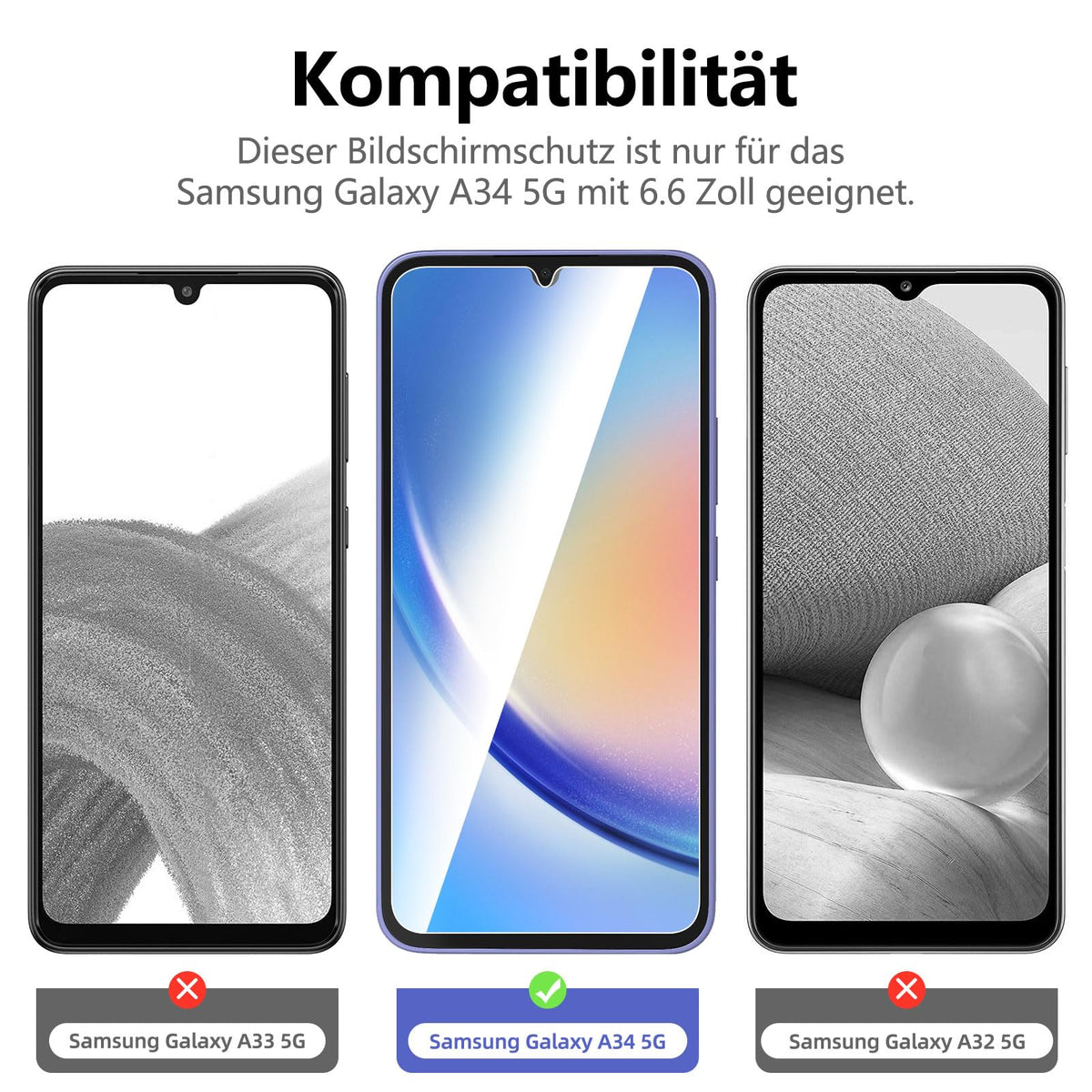 NEW'C Schutzfolie für Samsung Galaxy A35 5G für Panzerglas