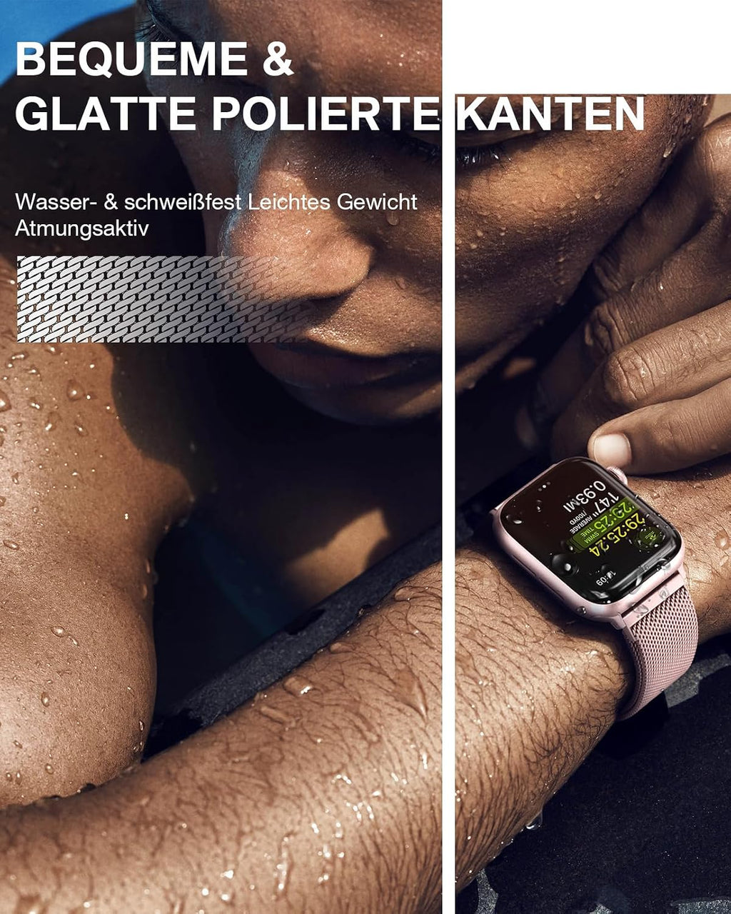 OULUOQI Edelstahl Milanaise Armband für Apple Watch 44mm 46mm 45mm 49mm