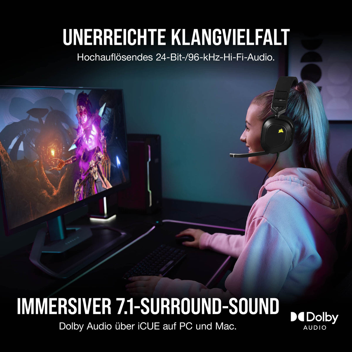 Corsair HS80 MAX Wireless Multiplattform-Gaming-Headset – Stahlgrau