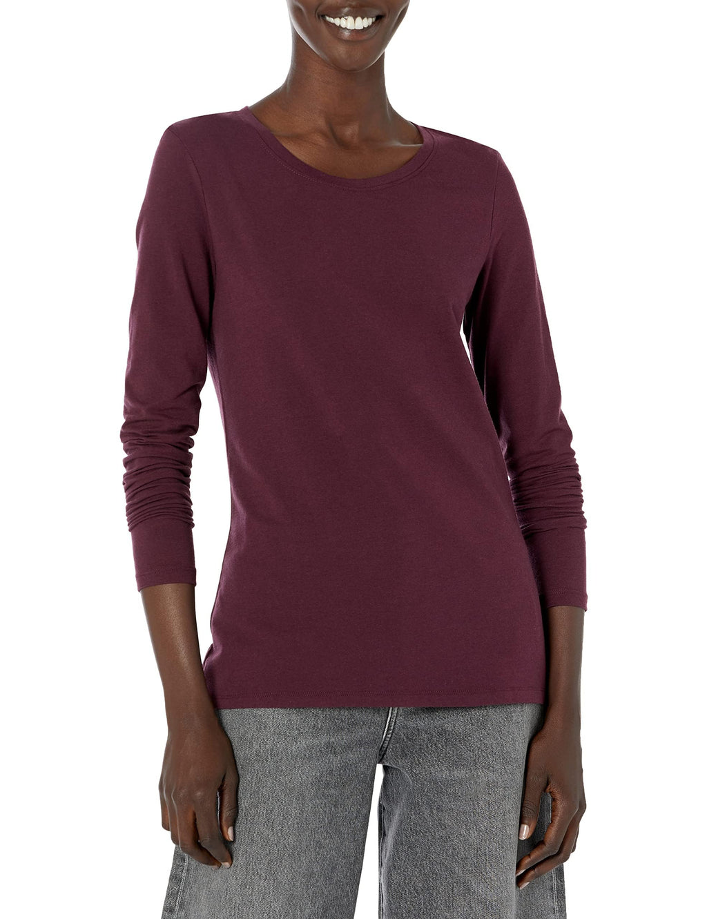Amazon Essentials Damen Regular-Fit Langarm-T-Shirt Rundhalsausschnitt (In Übergröße Erhältlich)
