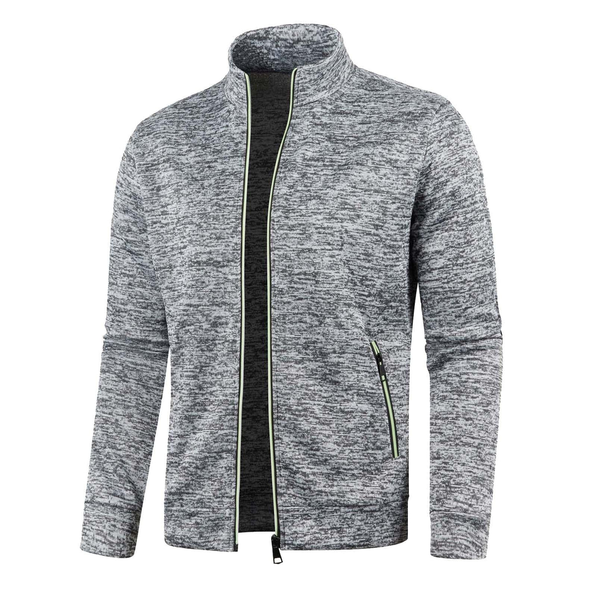 Generisch Sweatjacke Herren Ohne Kapuze Cardigan Mit Reißverschluss Langarm Janker Stehkragen Pullover Casual Warme Herbst/Winterjacke Klassischer Strickweste Trachtenjacke Freizeitjacke
