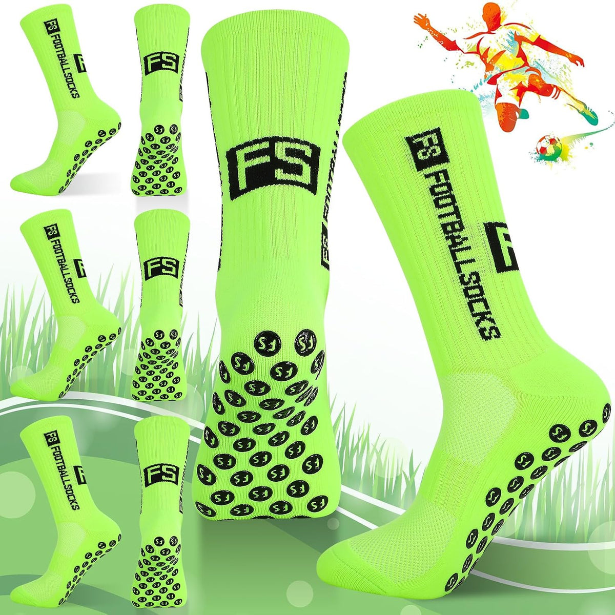 FANTESI 3 Paare Fußballsocken für Herren Damen,Sportsocken Fußball