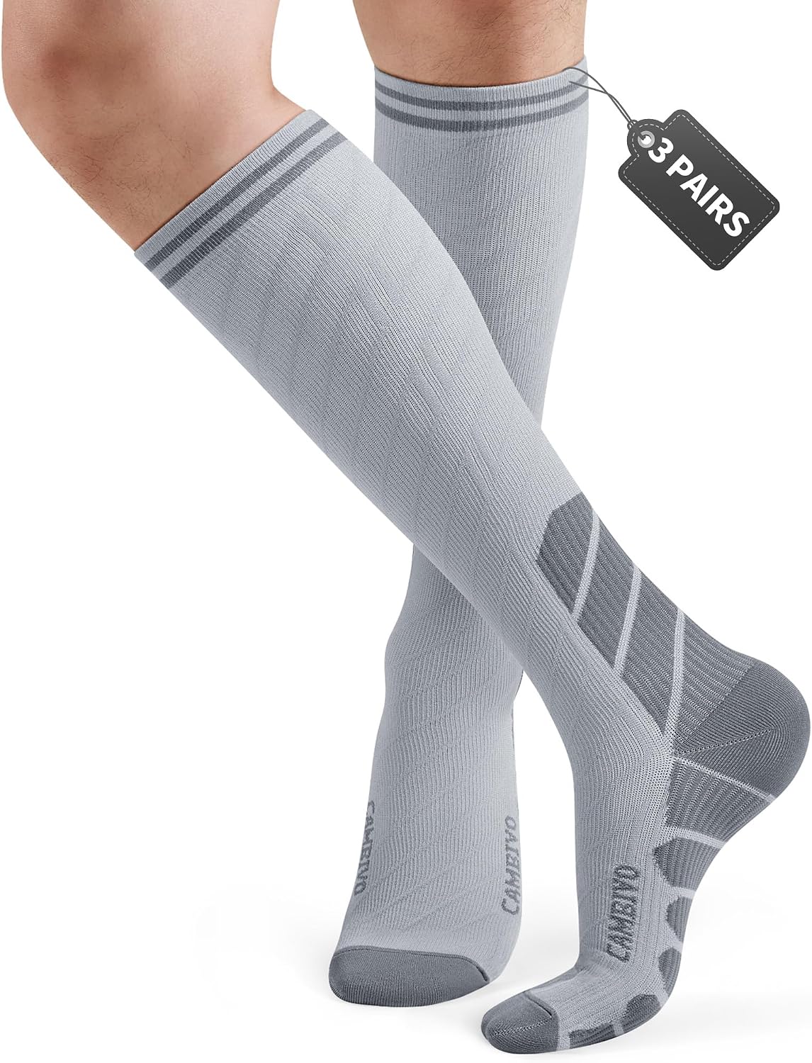 CAMBIVO Bas de Contention Femme Homme 3Paires, Chaussettes de Compression 20-30mmHg, Chaussette Contention Classe 2, pour Circulation Sanguine, Course a Pied, Voyage Avion, Sport, Running, Infirmiere