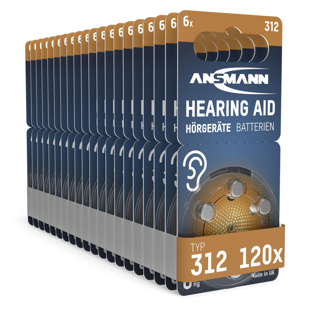 Ansmann Hörgerätebatterien 312-60x Zink-Luft Batterien Typ PR41 - Braun
