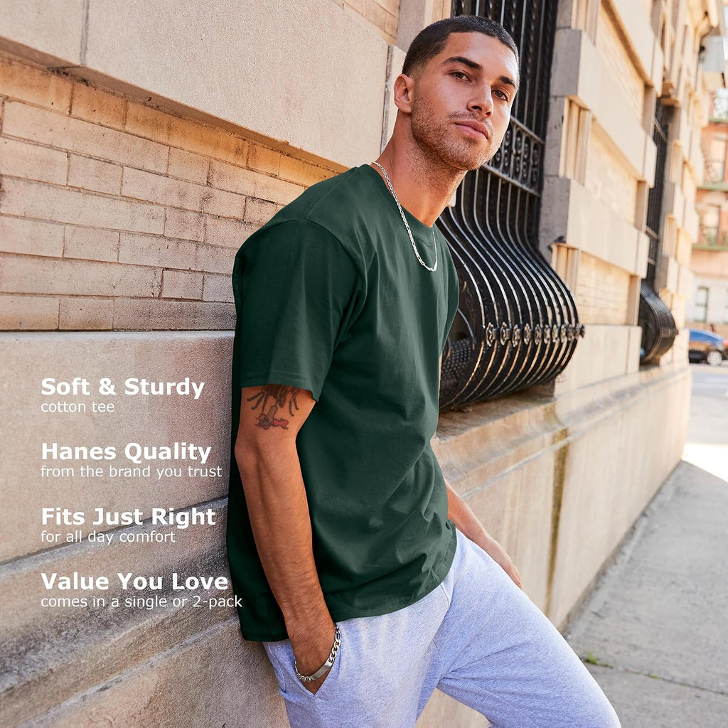 Hanes Men's Beefy-T Cotton Crewneck T-Shirt, 2-Pack, Big & Tall Sizes