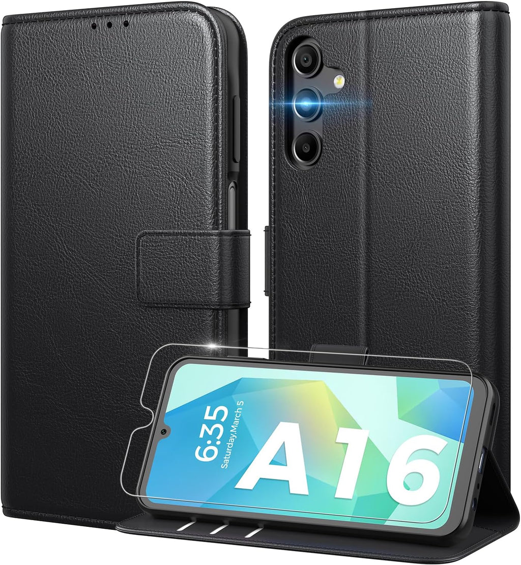 Peakally Handyhülle für Samsung Galaxy A17 5G Hülle [Mit 1 Stück Panzer Schutz Glas] [Premium PU Leder] [RFID-Blockierung] [Kartenfach] Klapphülle kompatibel mit Galaxy A17 5G / 4G - Grün